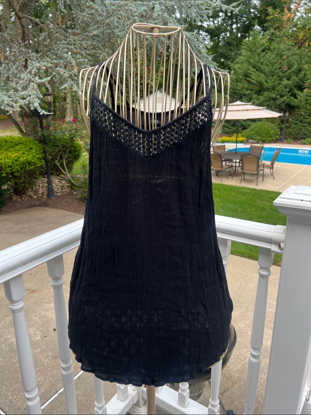 Issey Miyake Black Textured Sleeveless Top